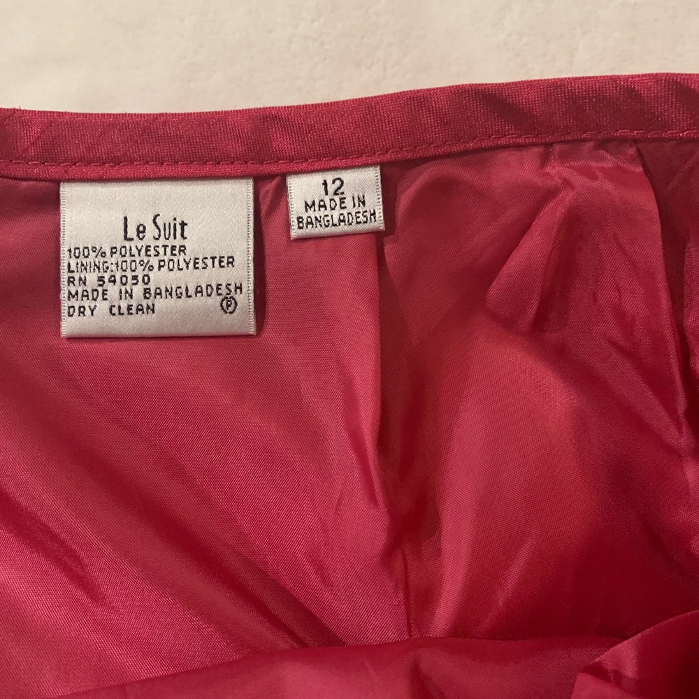 Le Suit Women's 12 Fuchsia Hot Pink Silk Blend Pencil Skirt Knee Length Zipper - Picture 7 of 7
